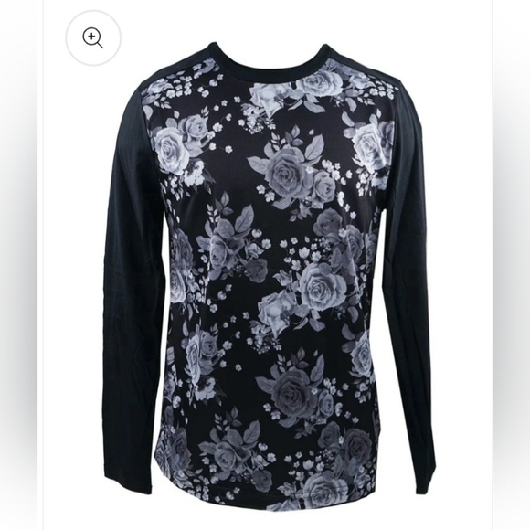 beans & bones Other - BEANS & BONES Men's Floral Black And Gray Jersey Long Sleeve T-shirt Size Large